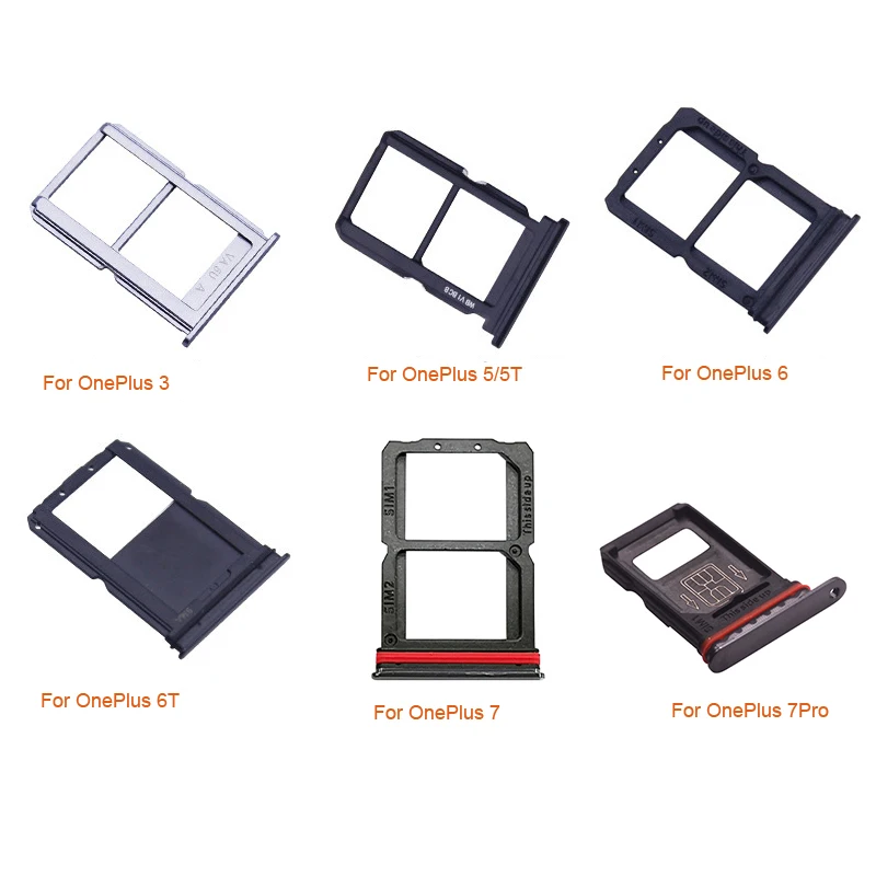 SIM Card Tray Replacement Parts SIM Card Slot Holder For Oneplus 3/3T 5/5T 6 6T 7 7Pro Replacement Parts Tested