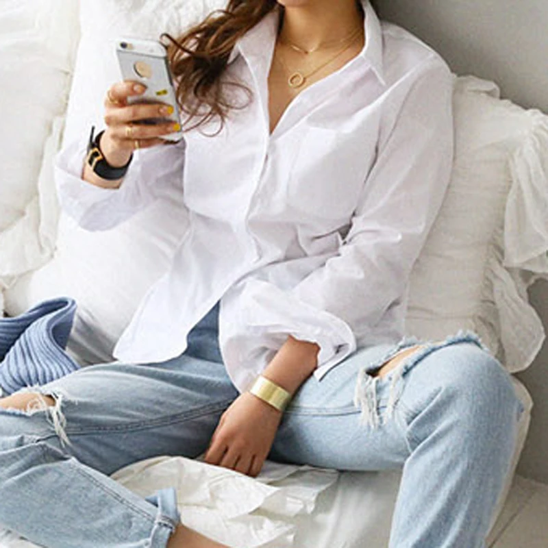 Spring and Summer Base Long Sleeved Ol Professional Collar Shirt Women's Elegant Versatile Commuting Shirt
