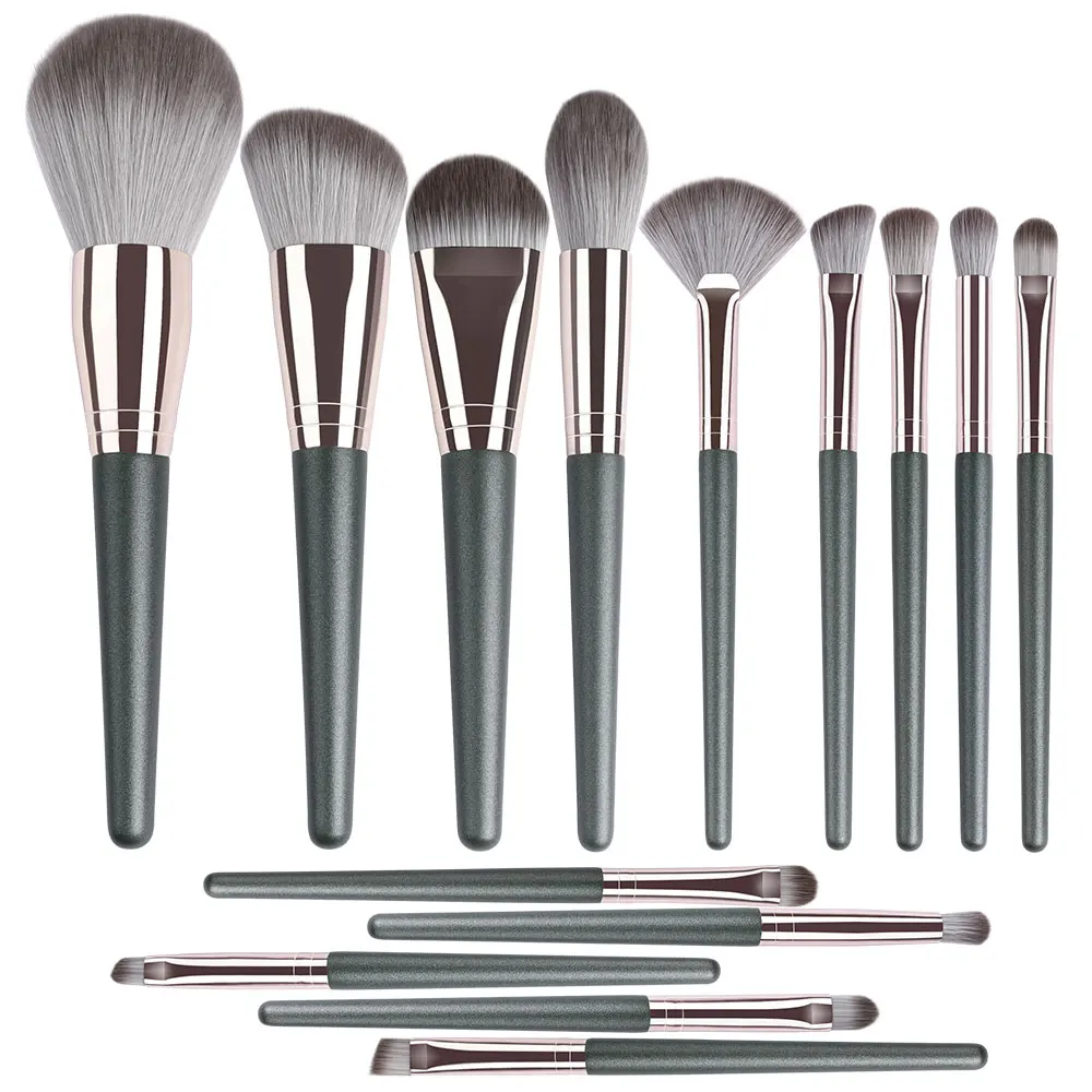 

RONSLORE 14 Pcs Makeup Brushes Premium Synthetic Foundation Powder Concealers Eye Shadows Blending Eyeliner Makeup Brush Set