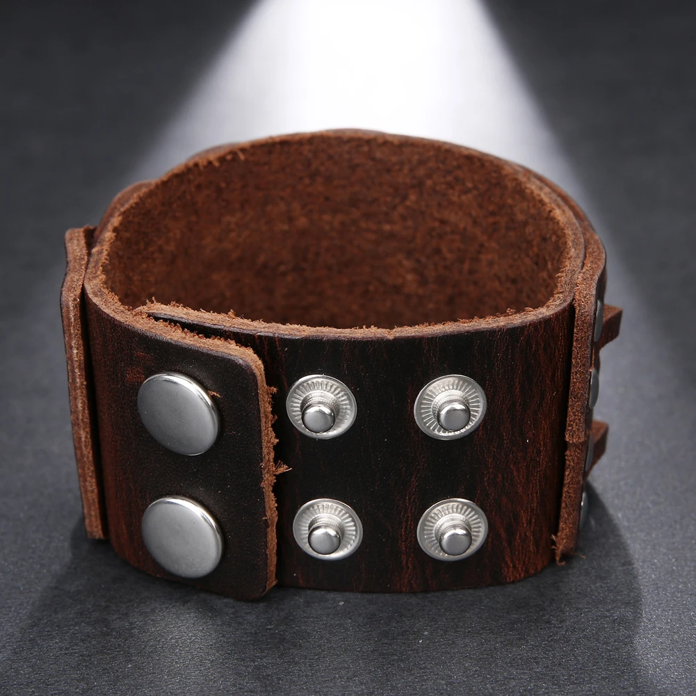 2025 Trend Jewelry Vintage Hand Woven Leather Bracelet Cuff Wide Leather Bracelet Men\'s Accessories Pulsera Hombre