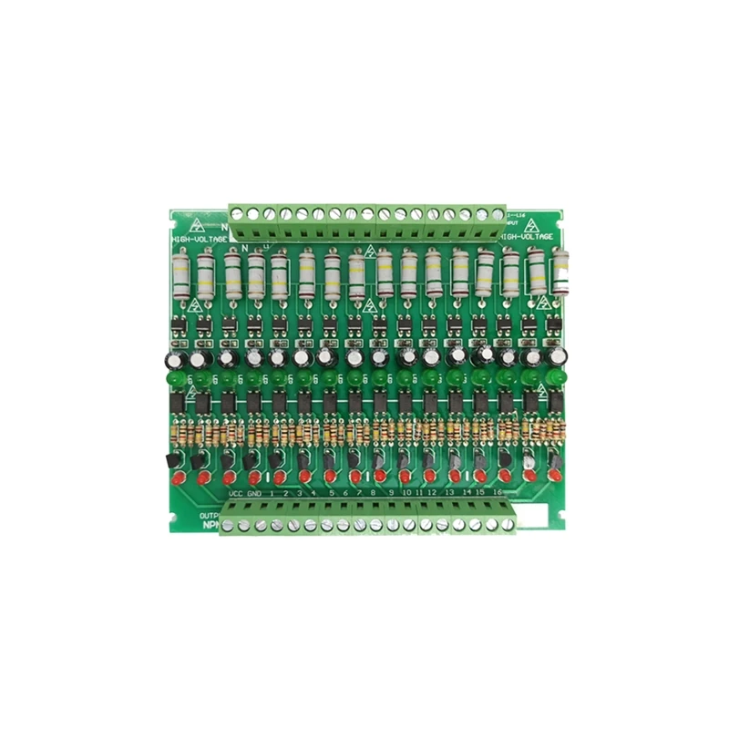 220V Optocoupler Isolation Module/16 Channels 220V Detection Module/ AC Power Detection/Card Guide Rail