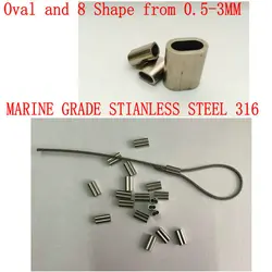 HQ SS316  Marine Grade Stainless Steel 316 OVAL Ferrule Sleeve  Wire Rope Clip 8 Shape Double Holes Ferrule Sleeve Clamp 0.5-3MM