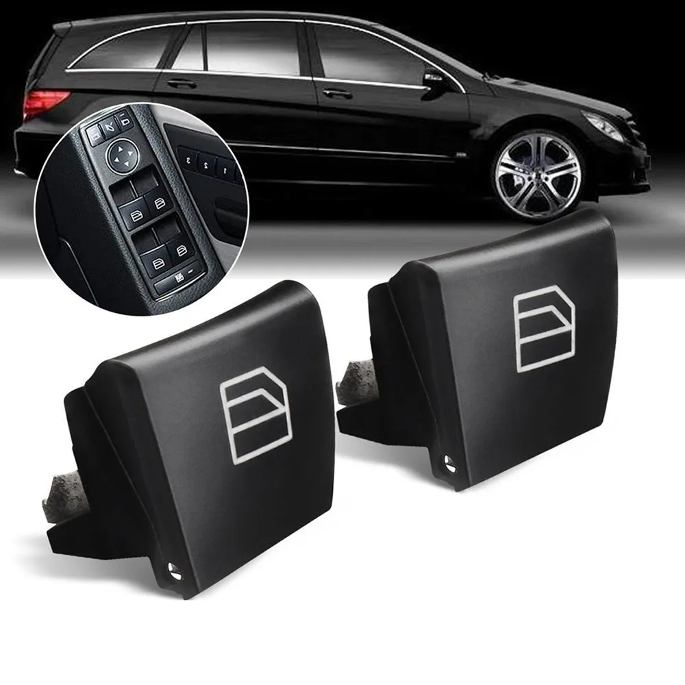2Pcs Car Power Window Switch Button Cover Cap Black For Mercedes ML GL R DRIVER W164 X164 W251 2518300390 2518300590