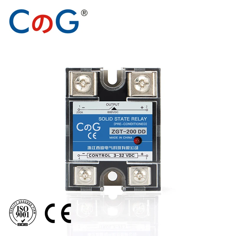 CG SSR-200DD 200A 220V 380V 600V Große Spannung Einphasig JGX DC Steuerung DC Kühlkörper 3-32VDC bis 5-220VDC DD Halbleiterrelais