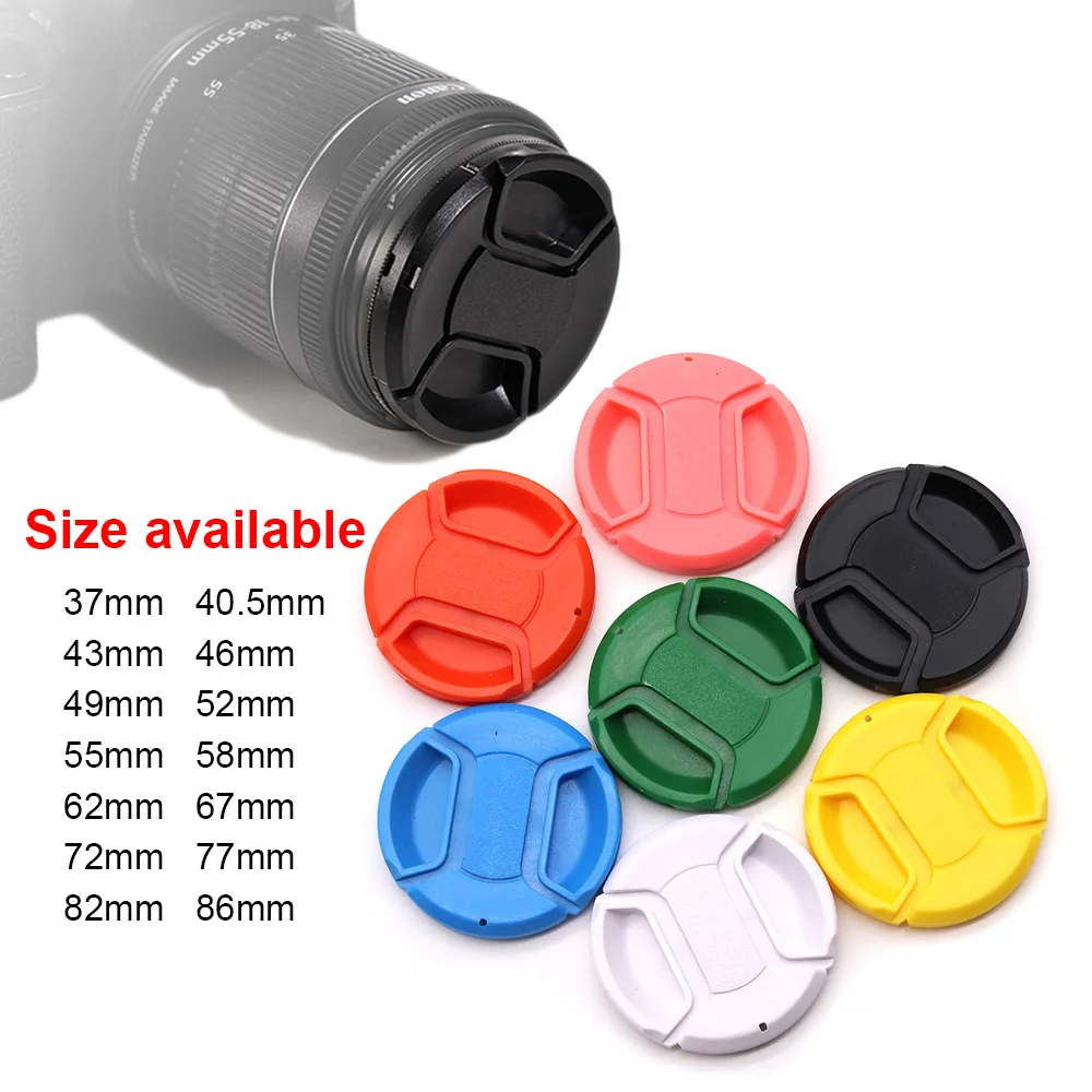 7-colors Universal Center-pinched Lens Cap Set with Lens Cleaning Pen + Cleaning Cloth+ lens wipes Camera Photography Accessory