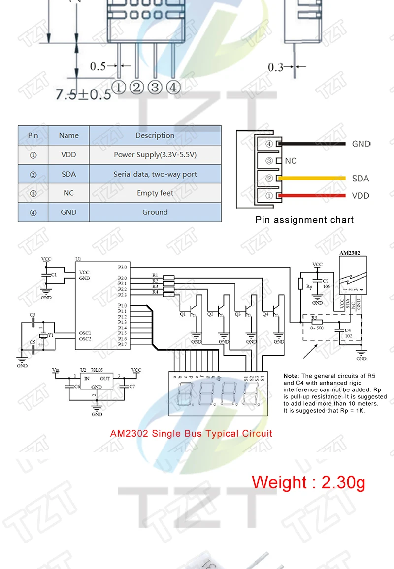 Digitale Temperatur- und Feuchtigkeitssensoren TZT DHT11 DHT22 AM2302 AM2301 AM2320 MW33 Sensor und Modul für Arduino elektronisches DIY – Detail 17
