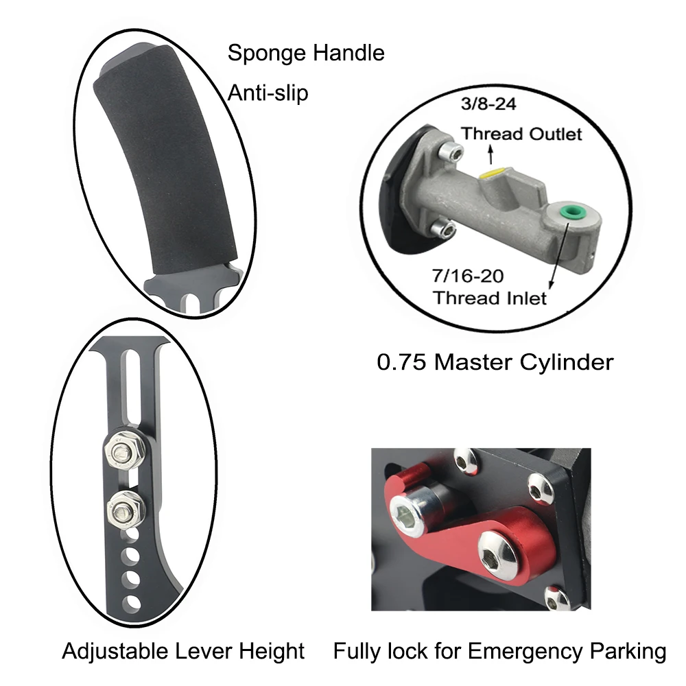 Universal E-brake Drift Race Hand Brake Black Long Vertical Hydraulic Handbrake Hydro Applicable For Toyota Honda