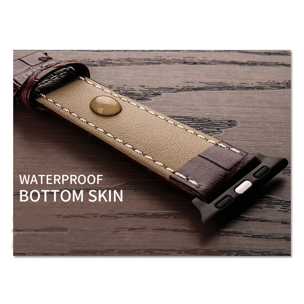 Butterfly buckle Leather strap For Apple watch band 44mm 40mm 45mm 41mm 42mm 38mm 44 mm Iwatch bracelet apple watch 7 6 se 5 4 3