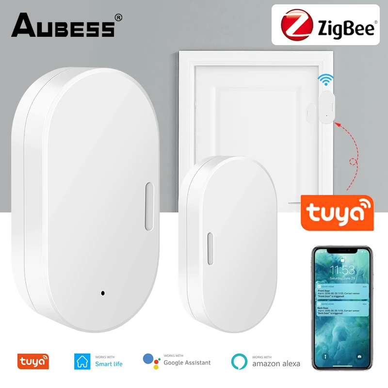 Умный датчик Zigbee для окон и дверей, система охранной сигнализации, совместима с Alexa Google Home