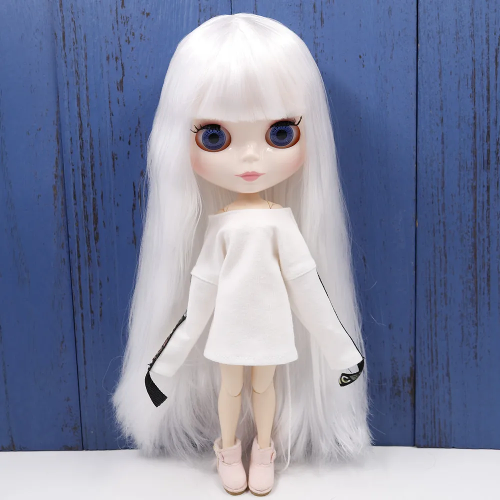 ICY DBS Blyth Doll Series No.280BL136 White straight hair with bangs white face joint body 1/6 bjd