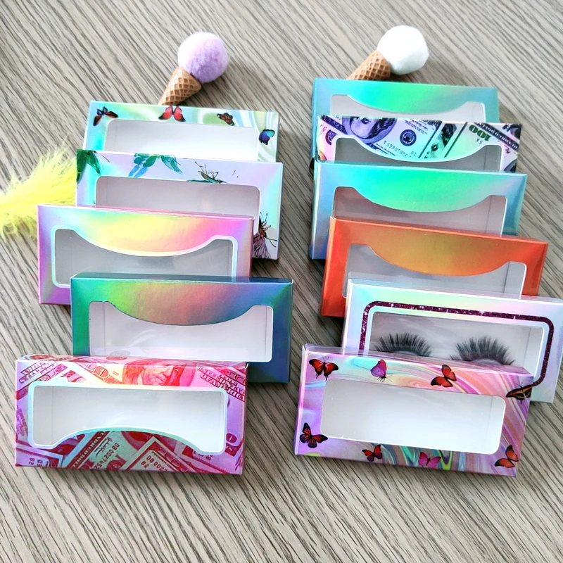 Newes 10/100pcs Carton Paper Packing Box for 25mm long EyeLashes  Wholesale Bulk Cheap Pretty Lashes Storage Packaging