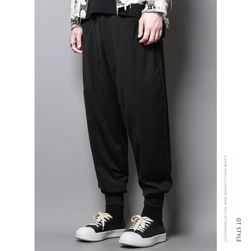 Summer and autumn dark Jane Ro Wind Deconstruction Casual Sports 100-match stitching loose bound pants nine-minute flying mouse