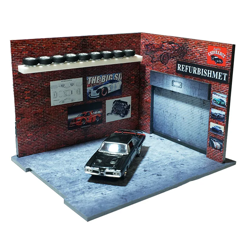 1/64 scale car repair library scene garage workshop background board for car model parking vehicle toys collection display gifts