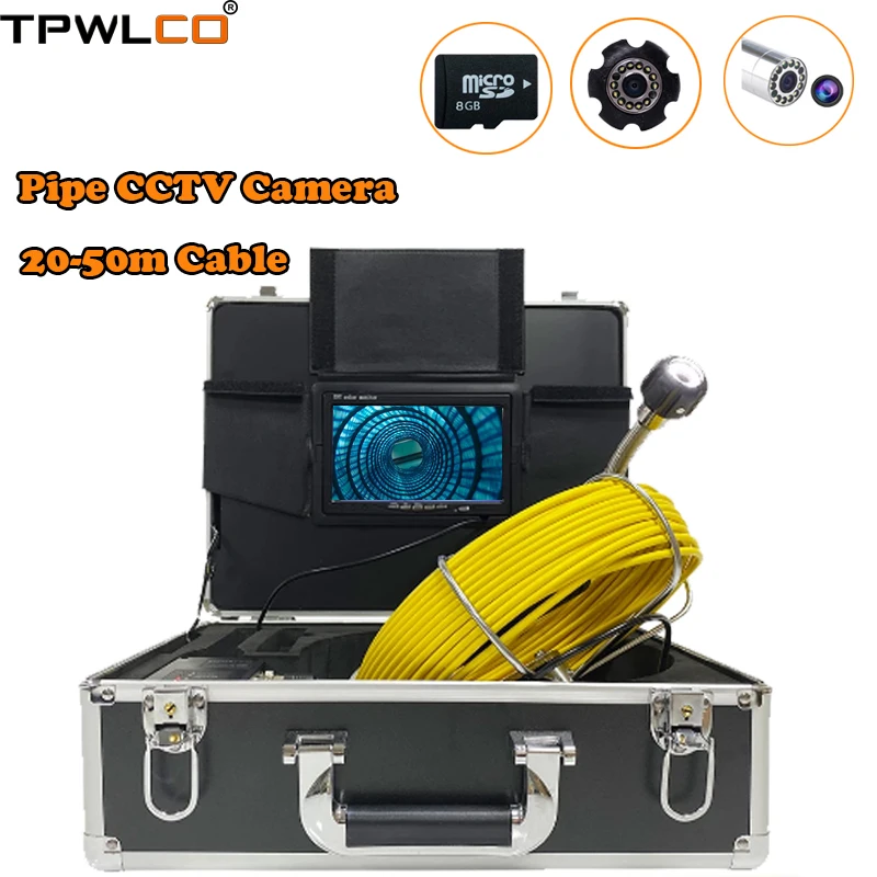 

7" Industrial Pipe Sewer Drain Video System Support DVR 20-50m 4500mA Battery 23mm Endoscope Inspection Camera With 12pcs LEDS