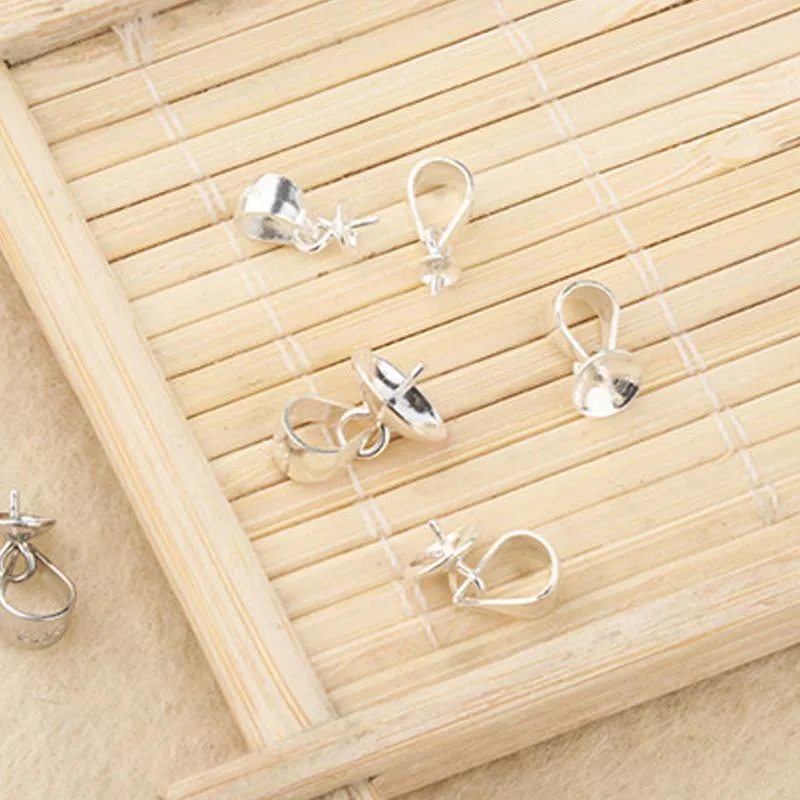 4pcs Genuine Real Pure Solid 925 Sterling Plain Silver Bead Cap Connectors For Ball Beads Pendants Cap Jewelry Making Findings