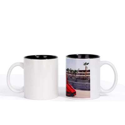 Color Inside Ceramic Cup for DIY Photo, Customized Picture Gift, 350ml