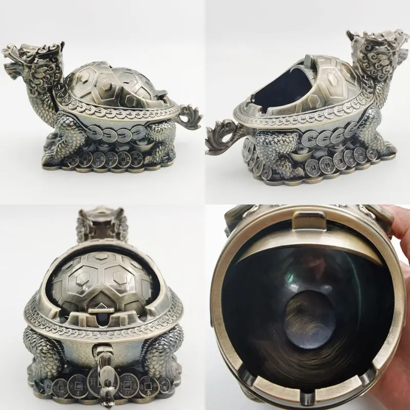 Creative Dragon Turtle Ashtray Home Office Accessories Decoration Anti Fly Ash Trend with Lid Furnishing Ashtray Cigar Ashtrays