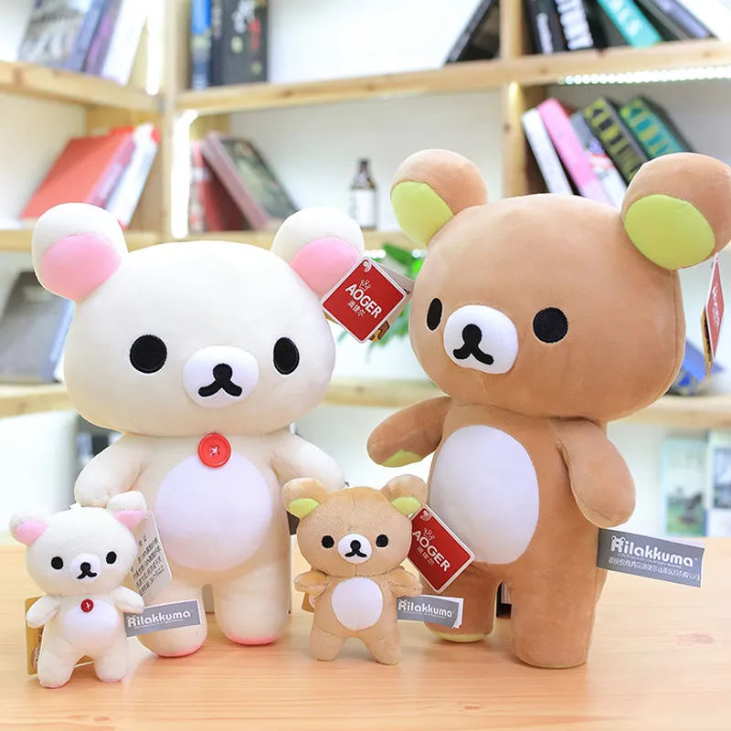 Kawaii Rilakkuma Strawberry Bear Plush Doll Cartoon Bags Pendant Decoration Cute Couple Stuffed Toys Girls Like Quality Gifts