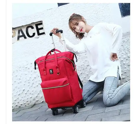 24 Inch Women trolley Backpacks carry on luggage bags Travel Trolley Bags Rolling luggage bags with wheels Wheeled Backpack bags