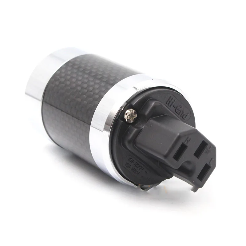 Hifi Rhodium plated EU Schuko power plug Carbon Fiber HiFi Plug connectors Adapter P50 black