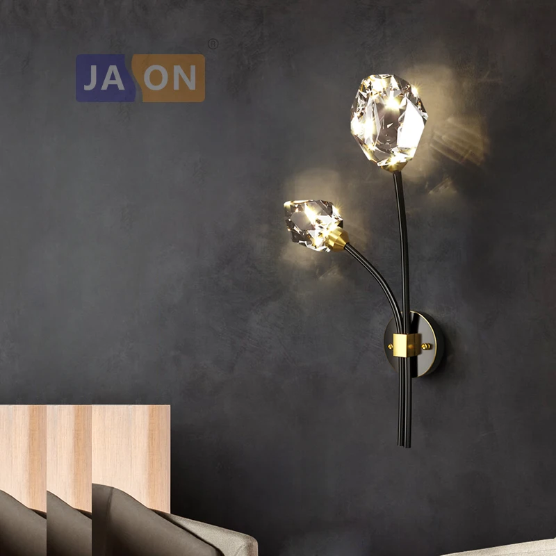 led de cobre ouro preto cristal pedra designer lampada parede luz arandela para o quarto corredor 01