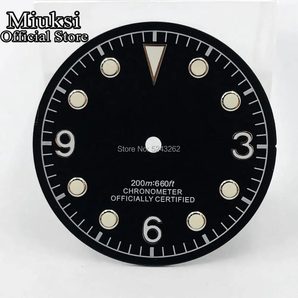 Miuksi 30.5mm black coffee watch dial luminous fit NH35 NH36 ETA2824 2836 Mingzhu DG2813 3804 Miyota 8205 8215 821A movement