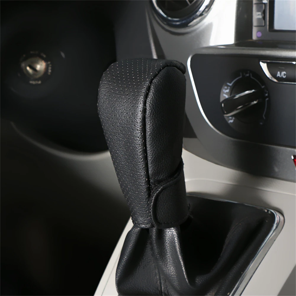 Universal Car Black Leather AT MT Gear Shift Knob Cover Lever Shifter Stick Manual Head Lever Headball