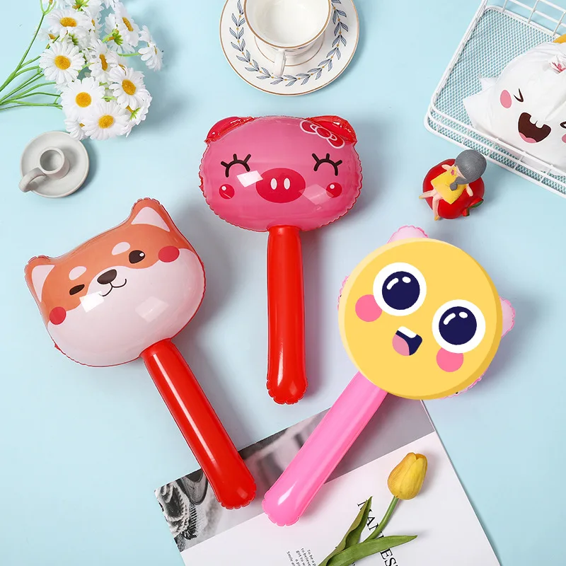 Animal Head Inflatable Stick Toy Balloon PVC Material Children's Day Birthday Party Small Gift Decoration