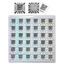 Prata Laser Adesivos com QR Code, Selo de Segurança Autêntico, Garantia Holográfica Void Adesivos, Secure Etiqueta Anti-falsa, 2.5x2.5cm