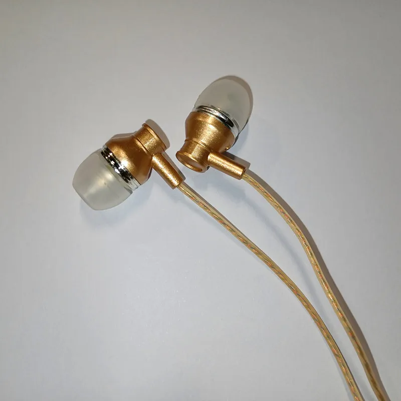 10 Pcs Golden Color Portable  Headphones 3.5mm In-ear Earphones Fashion Fragrance With Mic for Phone MP3 mp4