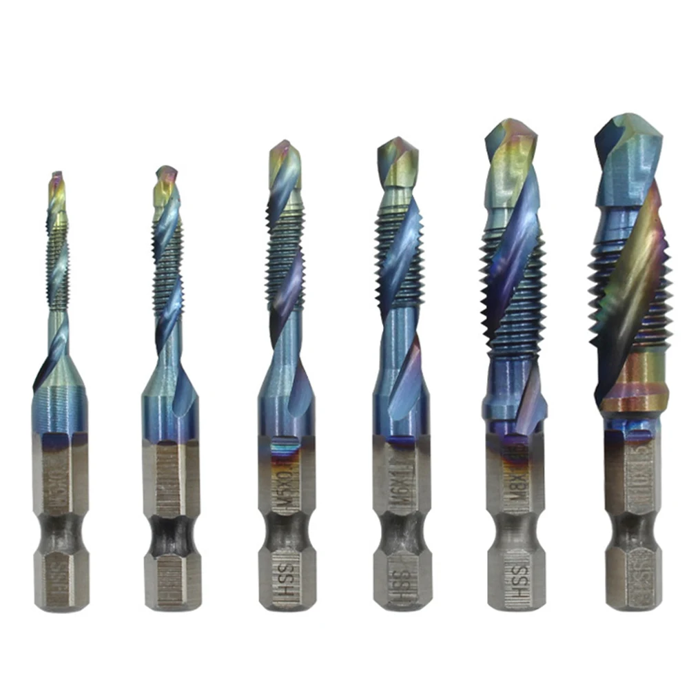 

1PCS 1/4mm Shank M3-M10 HSS Thread Tap Set Metric Tap Drill Blue Coated Machine Screw Tap M3X0.5 M4X0.7 M6X1.0 M10X1.5