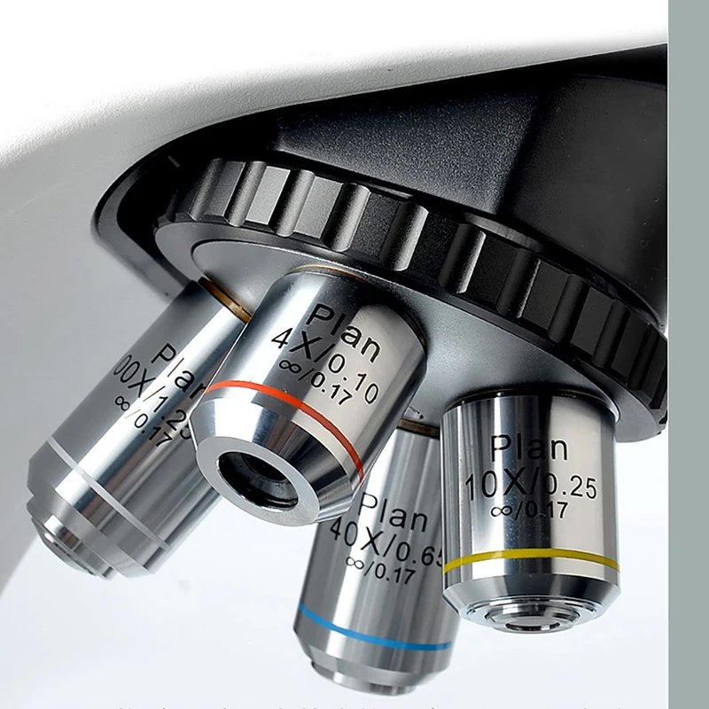 Silver Biological Microscope 4X 10X 20X 40X 100X Infinity Plan Objective Lens RMS Thread for Olympus Microscope