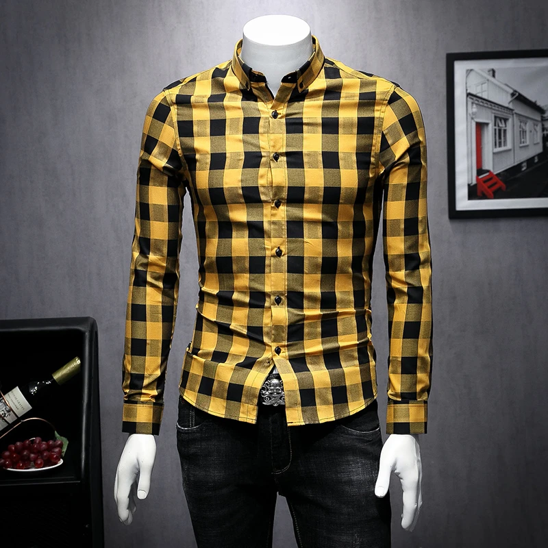 2020 British Style AutumnNew Plaid Printing Shirt Man Long Sleeve Camisa Masculina High Quality Shirts Men Clothes Camisa Homem