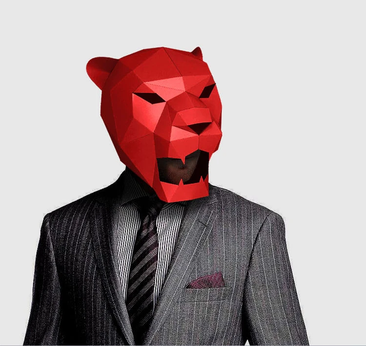 Imagen 6: Máscara de papel precortada 3D, Pantera, Jaguar, leopardo, disfraz de Halloween, DIY, artesanía de papel, modelo, máscara de Navidad