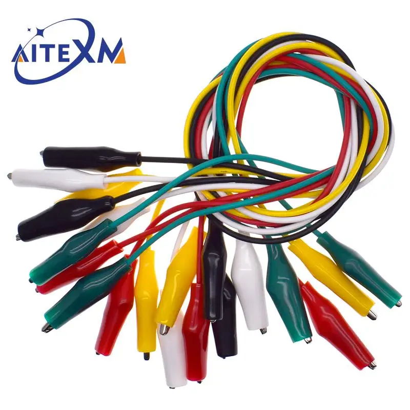 1 zestaw/10 sztuk zaciski krokodylkowe elektryczne DIY przewody pomiarowe aligator dwustronne zaciski krokodylkowe Roach klip Test przewód połączeniowy 46CM