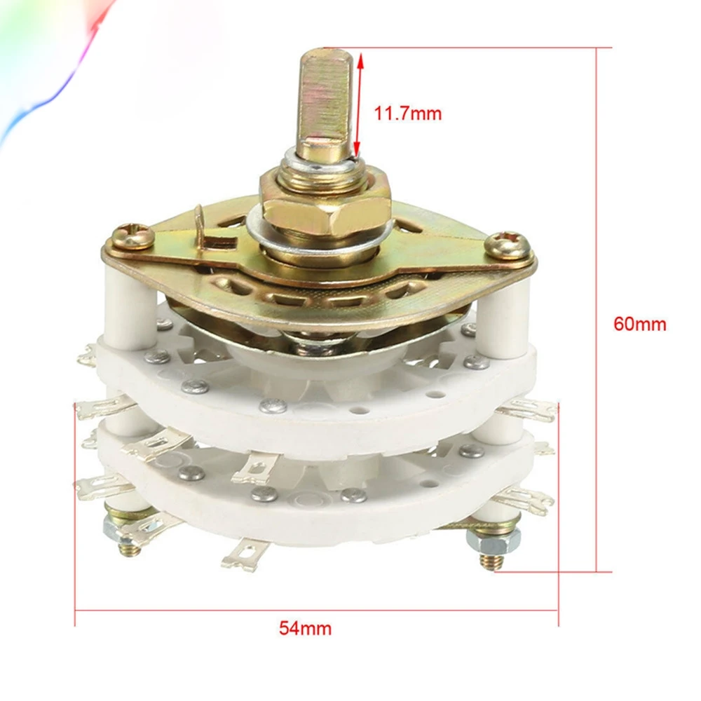 4P3T 4 Pole 3 Position 2 Deck Band Channel Rotary Switch Selector