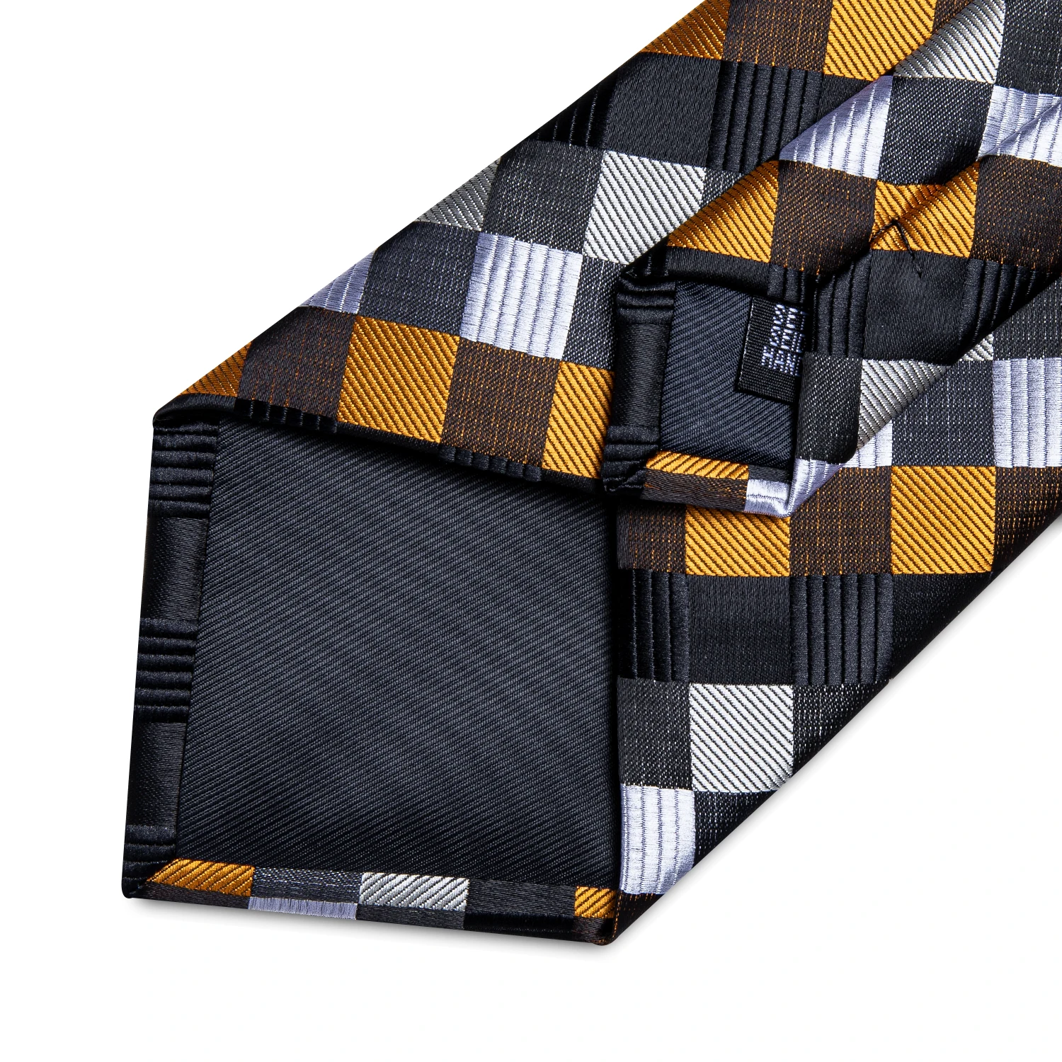 Neues modisches kariertes Herren-Krawatten-Set, hochwertige 8 cm breite Krawatte, Einstecktuch, Manschettenknöpfe, Business-Hochzeitskrawatte, Geschenk für Männer – Detail 9