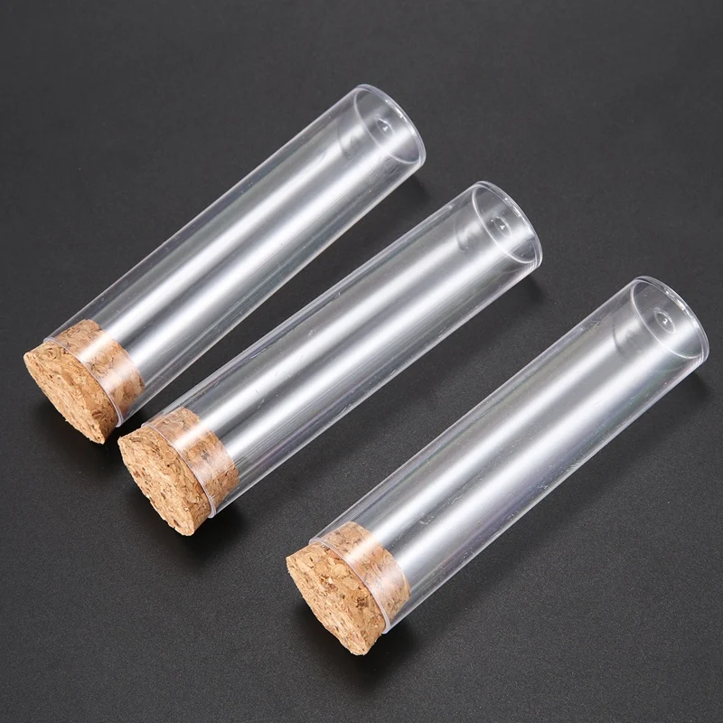 50Pcs/Pack 25X95mm Flat Bottom Tea Plastic Test Tube Drosophila Vials Culture Tube with Cork Stoppers