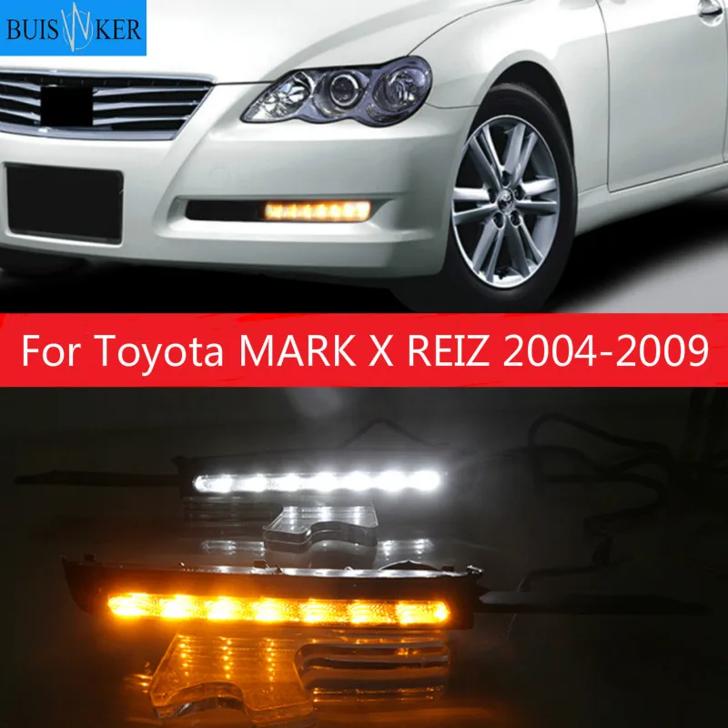 

1Pair DRL For Toyota MARK X REIZ 2004 2005 2006 2007 2008 2009 LED DRL Daytime Running Light With Turn Signal Fog Lamp