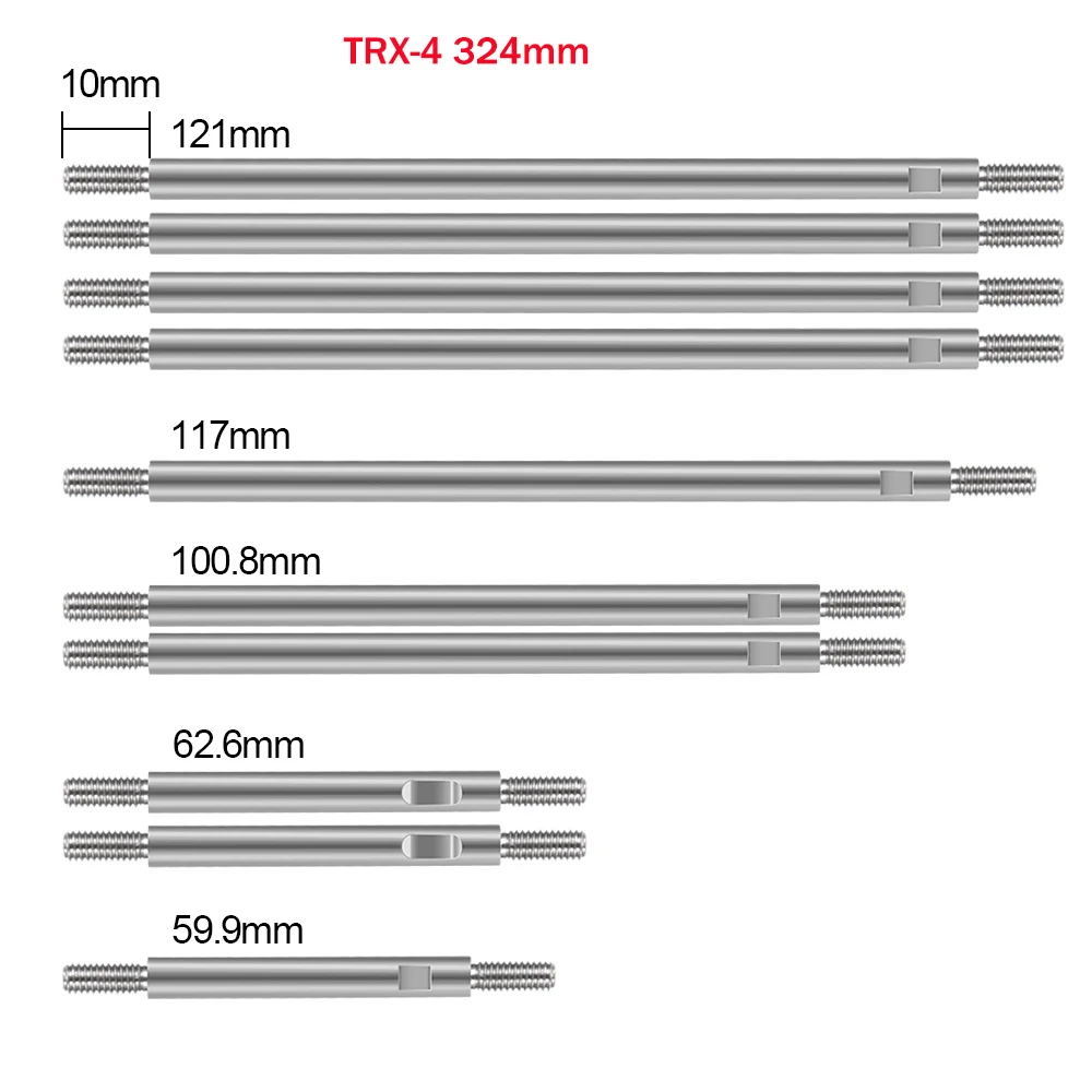 AXSPEED 10 Pcs/Set  Stainless Steel Link Rods Linkage Set for TRX-4 313/324mm Wheelbase 1/10 RC Crawler Car Upgrade Parts