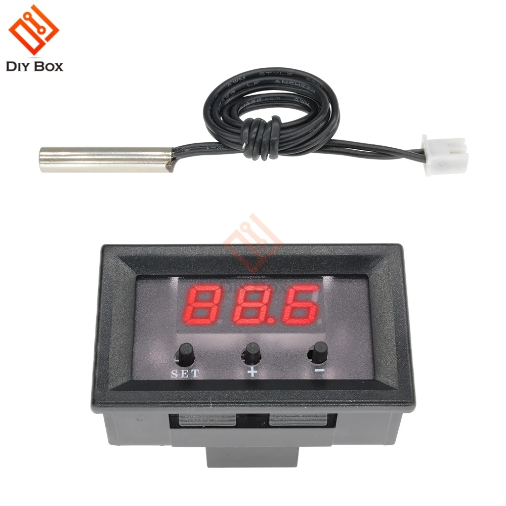 W1209 LED อุณหภูมิเซ็นเซอร์ Thermostat Controller DC12V สีแดง/สีฟ้า/สีเขียว/สีขาว Thermoregulator Incubator เมตร W1209WK