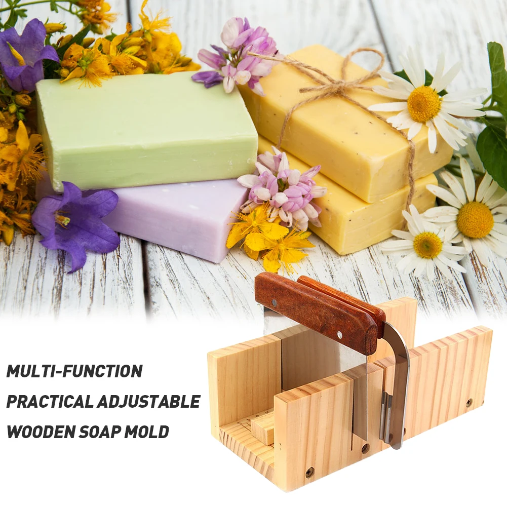 Multi-function Adjustable Wooden Soap Mold Hand-made Bread Knife Mold With 2 Straight Wavy Cutter Soap Cutting Tool