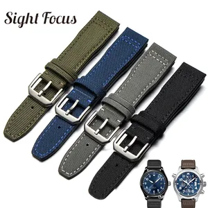 20mm Watch Straps for IWC Pilot Portuguese Portofino Nylon Canvas Watch Bands Green Blue Gray Black Watchbands Straps Bracelets