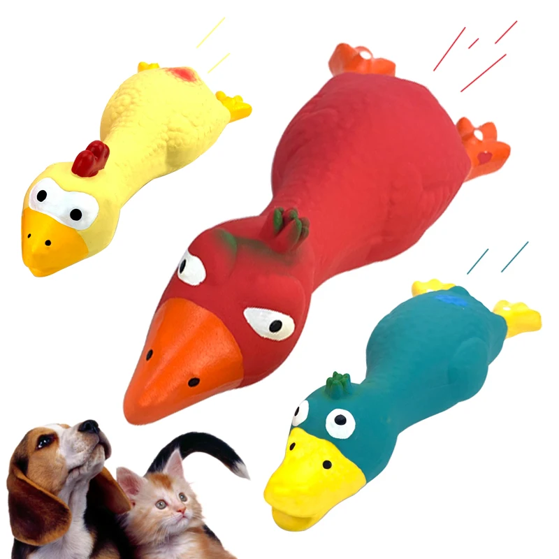 Natural Rubber Dog Toy Chicken Pet Latex Vocal Screaming Toys Cat Bite Vocal Bird Squeak Chew Duck Puppy Chew Toy Tooth Cleaning