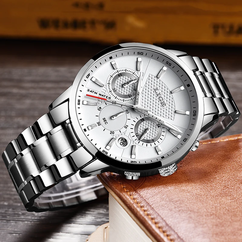 Multifunktions Herren Uhren LIGE Top Marke Luxus Casual Quarzuhr Männer Sport Wasserdichte Uhr Silber Uhren Relogio Masculino