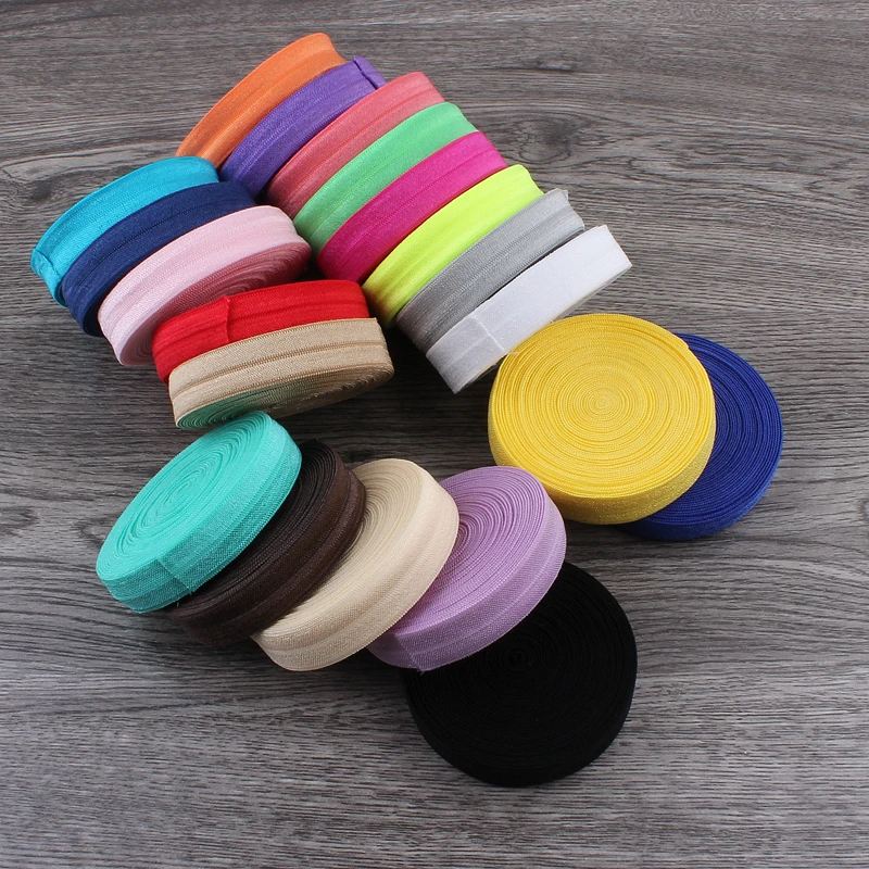 10 Yards Fold Over Elastic 5/8\'\' 15mm Stretch Foldover FOE Elastics Ribbon by The Yard for Headbands Hair Ties