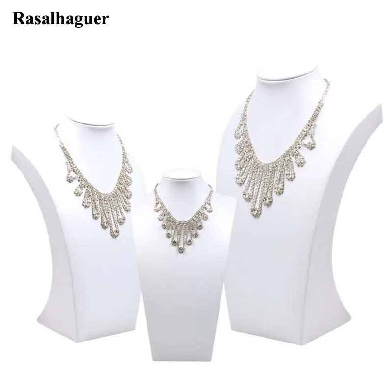 

Luxury PU Jewelry Model Bust Show Exhibitor 5 Sizes Options white Display Necklace Pendants Mannequin Jewelry Stand Organizer