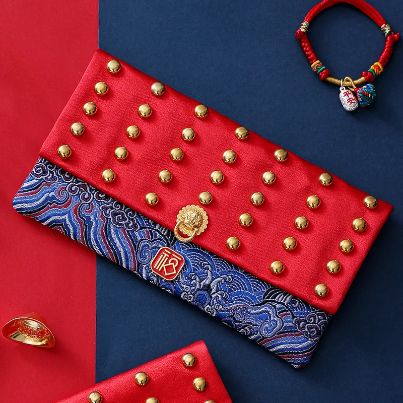 2022 Ten Thousand Yuan Red Envelope Bag Brocade Cloth Silk Embroidery Blessing Word China New Year Red Envelope Bag Chinese Gift