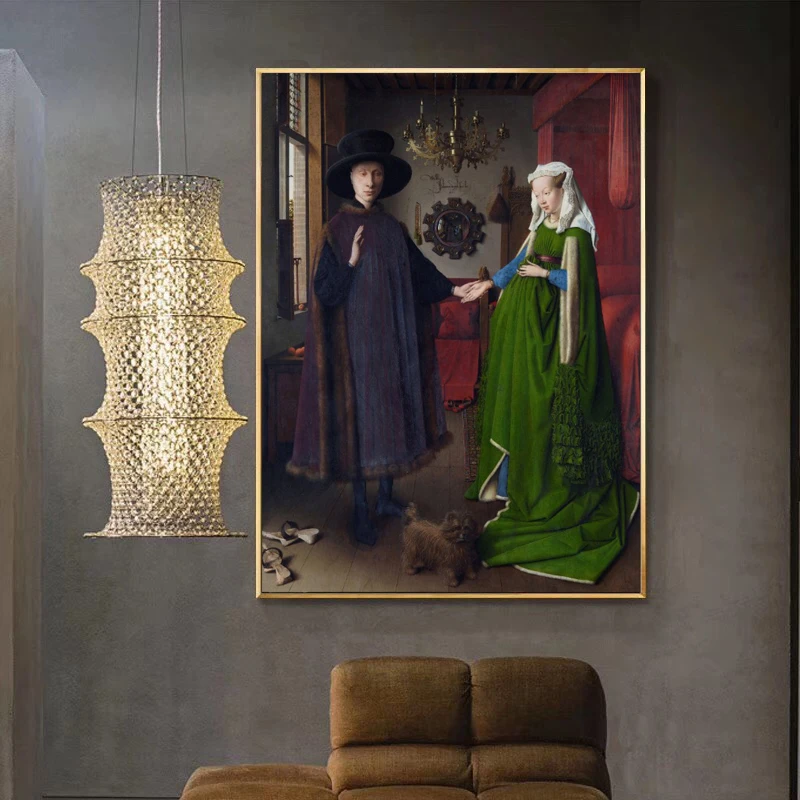 Famous Painting Van Eyck Arnolfini Wedding Portrait Canvas Painting Poster Print Wall Art Picture for Room Wall Home Decoration