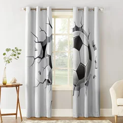 Football Wall Crack Soccer Modern Curtains for Bedroom Living Room Kitchen Finished Window Treatment Drapes